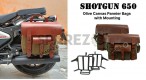 Fit For Royal Enfield Shotgun 650 Canvas and Leather Pannier Bags With Mounting - SPAREZO